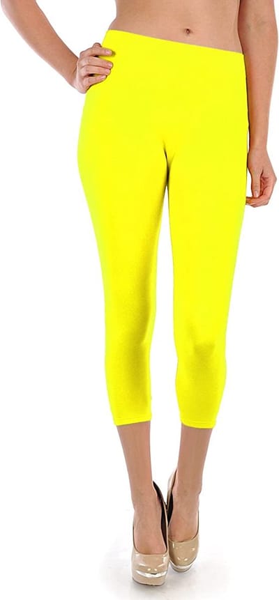 Hoogwaardige Dames 3/4 Legging | 3 Kwart Legging | One-Size | Maat 38-42 | Neon-Geel