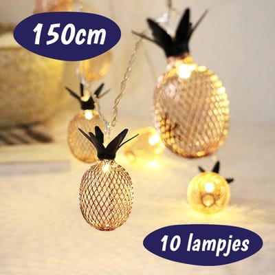 Lichtslinger - 1,5 M - 10 Lampjes - Ananas - Warm Wit - LED - Fairy Lights - Lichtjeslinger op Batterijen - Kerstverlichting