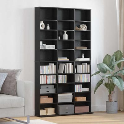 vidaXL - CD - Kast - Zwart - Eiken - 101 - x - 23 - x - 177,5 - cm - Bewerkt - hout