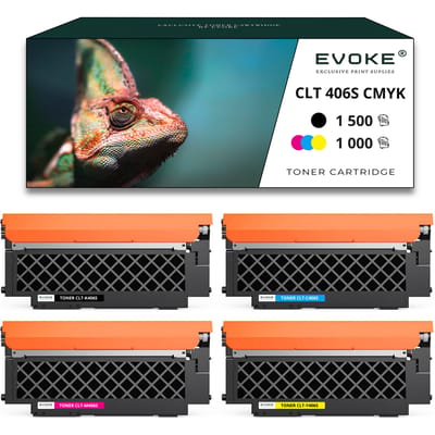Evoke compatibele toner voor Samsung Clt-406S Clt406S Clt-K406S Clt-C406S Clt-M406S Clt-Y406S 4X Cmyk: Zwart, Cyaan, Magenta, Geel Clp-360 360N 360Nd 365 365W; Clx-3300 3305 3305Fn 3305Fw 3305W;
