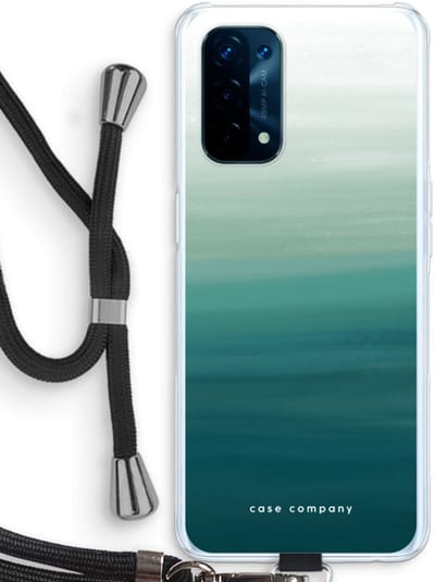 Case Company® - Hoesje met koord geschikt voor Oppo A74 5G hoesje met Koord - Ocean - Telefoonhoesje met Zwart Koord - Bescherming aan alle Kanten en Over de Schermrand