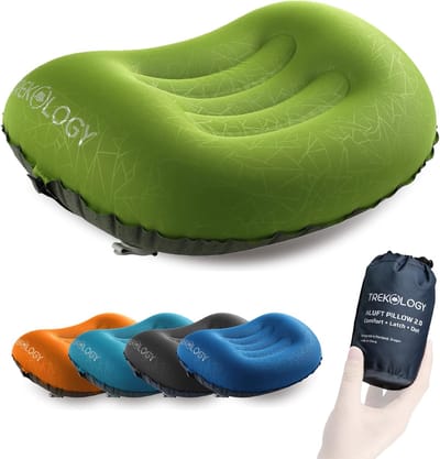 Opblaasbaar Reiskussen voor Backpacken en Kamperen – Ultra Licht en Compact – Neksteun met Antislip en Latch-strap