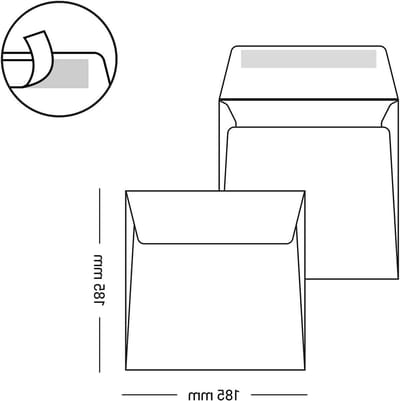 Vierkante Enveloppen - Papieren Poststukken - Uitnodigingen Verzenden - Duitse Kwaliteitsproductie - 185 x 185 cm - Wit