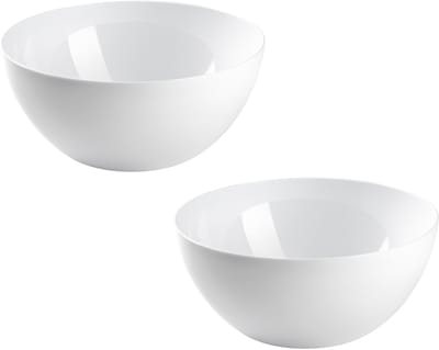 Plasticforte Keuken voedsel serveren schaal - 2x - D23 x H9 cm - kunststof - wit - 2900 ml