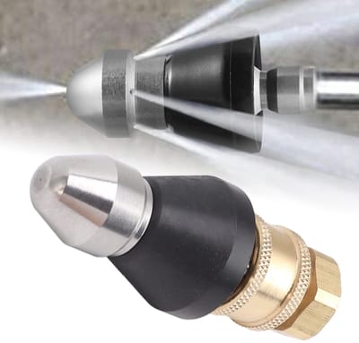 Dailygoods- Rioolreinigingsgereedschap Hoogwaardige Roestvrij Stalen Nozzle - G1/4 Aansluiting - Drukafvoer Spuitmond - Afvoerreiniging - Adapter - Duurzaam Gebruik - Rioolreiniger