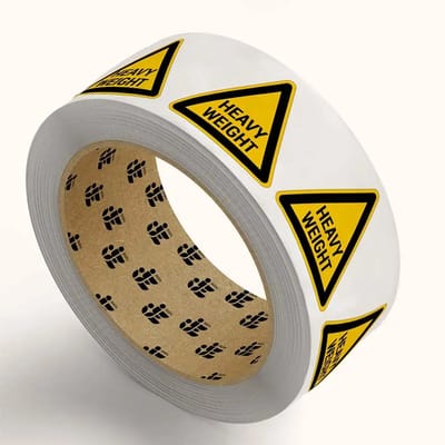 Heavy weight waarschuwingsstickers op rol | 15 cm - 159 stickers per rol