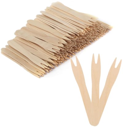 Dailygoods- Frietvork 200 Stuks - Houten Vorken - Feestbestek - Verjaardag - Camping - Picknick - 85 mm