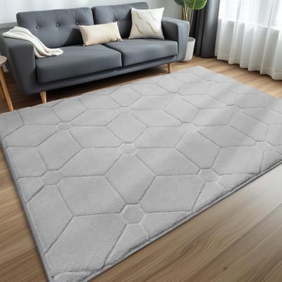 Goodivery ® Zacht en Stijlvol Vloerkleed voor Woonkamer en Kinderkamer, 120 x 160 cm, Grijs, Wasbaar, Antislip