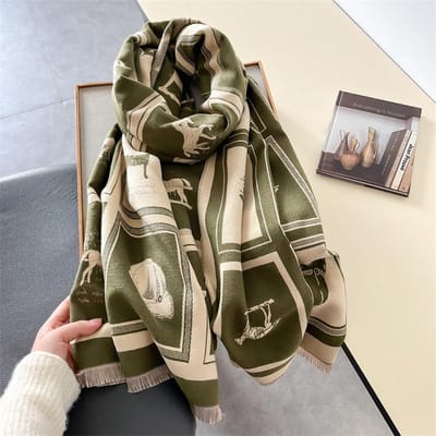 Paard Pashmina Sjaal Warme Kasjmier Sjaal Voor Vrouwen Luxe Winter Deken Bufanda Vrouwelijke Wikkel Bandana Sjaals black