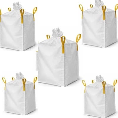Big Bag - Containerzak Bulkzak - Afvalverwerking Bouw - Gecoat Stofarm Sluiten - 90x90x110cm 1250kg - Wit