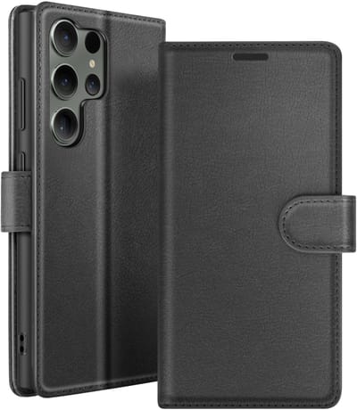 Zanae, Hoesje geschikt voor Galaxy S23 Ultra - Wallet Case & Magneetsluiting, Zwart