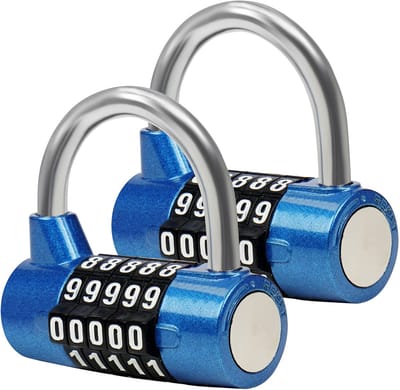 Allecto - Blauwe Combinatie Hangsloten - 5-Cijferig - Zware Kwaliteit - 2-Pack - Waterdicht - Geschikt voor Gym, Werk, School en Schuur