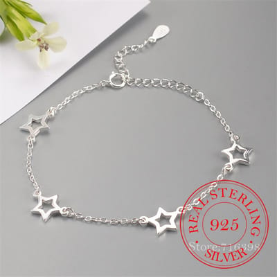 925 Sterling Zilver Verstelbare Ketting Ster Bedel Armbanden & Armband Voor Vrouwen Huwelijksgeschenk Voorkom Allergie Vrouwen Sieraden gray