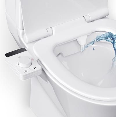 Bidet - Koudwaterbidet met Zelfreinigende Dubbele Sproeier - Regelbare Waterdruk en Ultradunne Toiletbrilbevestiging (Voor- en Achterwas)