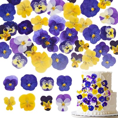 40 stuks Natuurlijk Gedroogde Eetbare Bloemen voor Taartdecoratie - Mix van Viooltjes voor Cocktails en DIY Ambachten