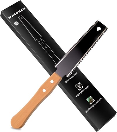 Wood Saw 65 MN Hand Saw 150 mm Saw Blade - Double Sided Teeth - Quick Chip Removal - Crafts Hobby Handle - Pruning Saw Garden - Beech Wood Material