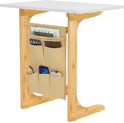 C-vormige Bijzettafel met Opbergtas – Industrieel Design 60 cm