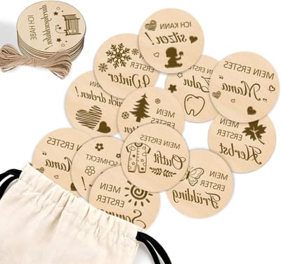 Cadeauset voor moeder en baby met houten schijven, perfect voor babyshowers en kraamcadeaus