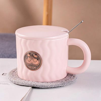 Tasse à café Chat Couronne Feuille de Cuivre avec Couvercle Cuillère Mug Luxe Léger Bureau Maison Créatif Céramique de Haute Valeur Tasse à Eau 360ml