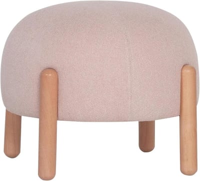 Voetenbank - Ottomaanse poef - Ontspannen thuis - Stevig grenen frame - 47 cm diameter - Roze
