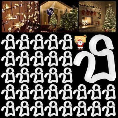Haakjes voor het ophangen van kerstverlichting, 150 stuks, weerbestendige clips voor buitenverlichting en decoratie aan goten