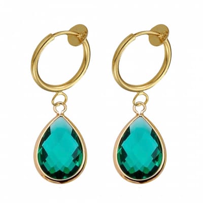 Klem oorbellen -Tulsa- Petrol -groen -goudkleurig- geen gaatje- Charme Bijoux