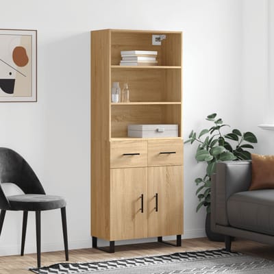 vidaXL Hoge kast 69,5x34x180 cm bewerkt hout sonoma eikenkleurig