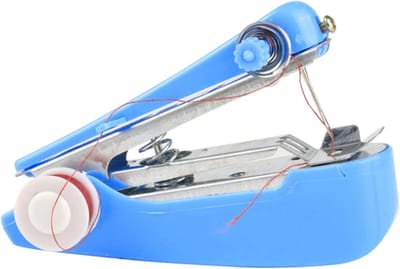 Handmatige Naaimachine - Draagbaar Naaigereedschap - Snelle Kledingreparatie - Werkt Zonder Elektriciteit - Compact Formaat - Blauw