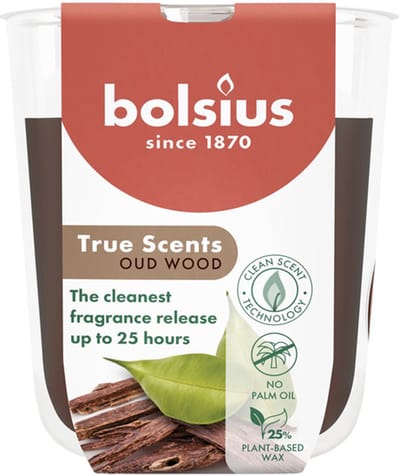 6 stuks Bolsius geurglas oud hout - oud wood geurkaarsen 80/73 (25 uur) True Scents