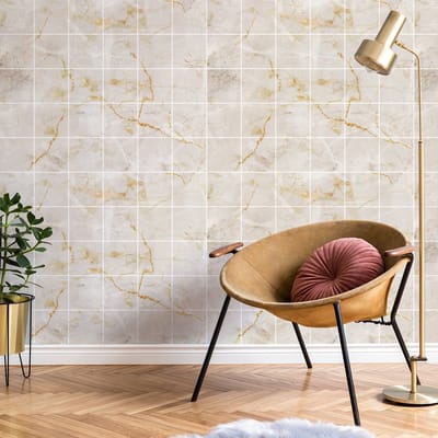 NEIVA Beige Marmer Cement Tegel Muurstickers voor Keuken en Badkamer - 30 Stickers - 30 stickers 15x15cm