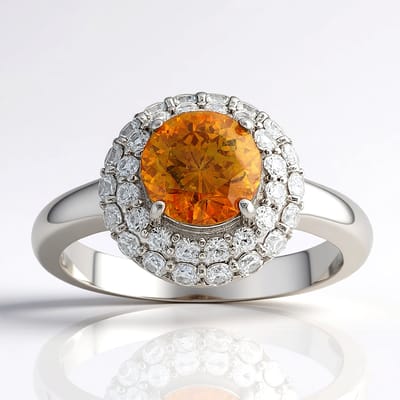 Cavill - Zilveren ring 925 met 1,564 ct Spaanse Sfaleriet en 0,850 ct Tanzania Zirkonen - Elegant rond slijpsel - Gerhodineerd - Stijlvolle sieraden