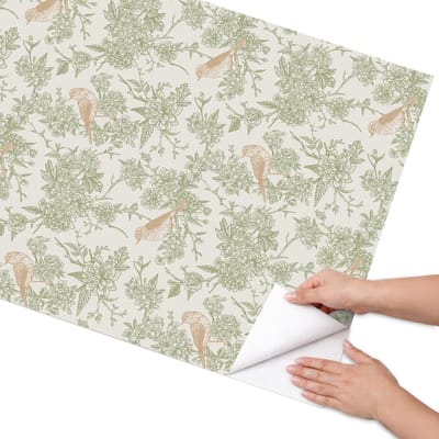 Coloray Meubel Wrap Folie - Beige Meubelfolie - 75x150 cm - Meubel Wrap Folie Botanisch patroon - Plakfolie Meubels - Botanisch Meubelfolie - Decoratiefolie Zelfklevend - Slaapkamer decoratie - Bloemen en planten