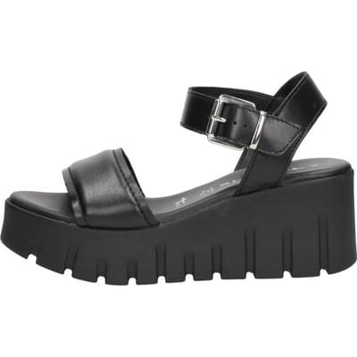 Tamaris Sandalen Met Hak zwart Leer - Maat 42