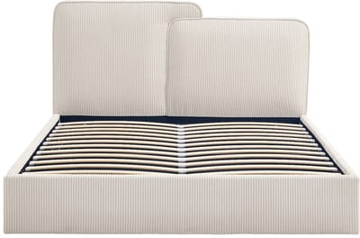 Vente-unique Bed met opbergruimte stof beige 180 x 200 cm (Super King Size Bed)