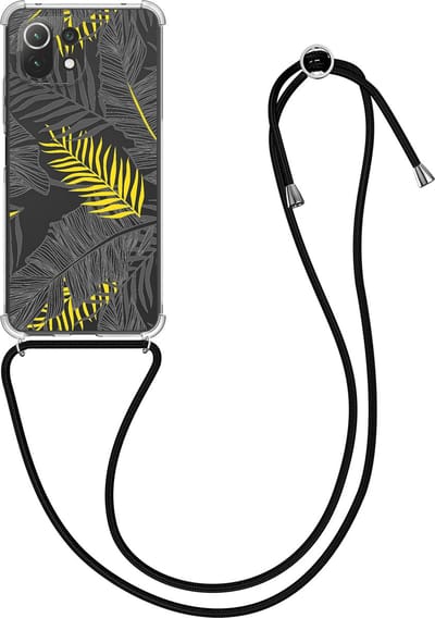 kwmobile telefoonhoesje geschikt voor Xiaomi 11 Lite (5G) NE / Mi 11 Lite (5G) - Hoesje met telefoonkoord - Back cover voor smartphone - Case in geel / grijs / transparant