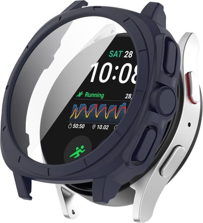 Watch case screenprotector - hoesje - gehard glas - geschikt voor Samsung Galaxy Watch 7 (40 mm) - donkerblauw