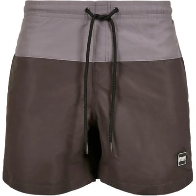 Urban Classics - Block Zwemshorts - S - Zwart/Grijs