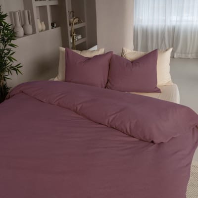 Kayori Atsui Dekbedovertrek Flanel - 140x200-220 + 1 sloop - Eenpersoons - Burgundy - Superzacht & Isolerend