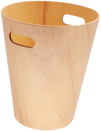 Houten Prullenbak - Afvalbak Bureau - Kantoor Thuis - Grote Capaciteit - 23x23x28cm - Natuurlijk Hout