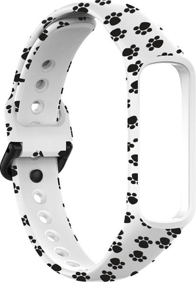 By Qubix - smartwatch bandje - Compatible Samsung bandje - Siliconen band met print - Dierenpootjes - Geschikt voor Samsung Galaxy Fit 2