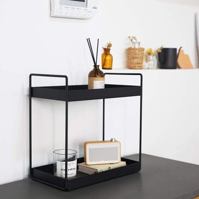 Tier Keuken Kruidenrek - Staande Planken Doucheplank Opslag Badkamer - Werkblad Onderkastplank Organizer Vanity Tray - Cosmetica & Make-up Opslag Zwart Opbergrek
