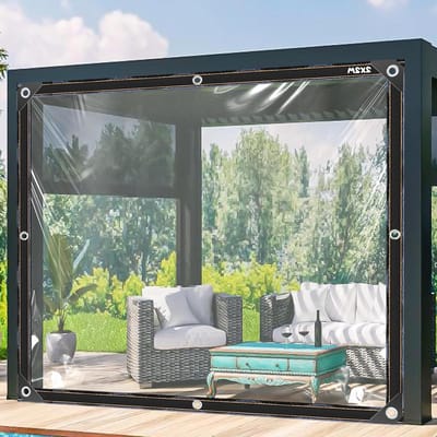 Waterdicht transparant zeil 2 x 2 m - met ogen en bindtouw - afdekzeil voor tuinmeubelen, camping, balkon, tuin, planten, kas .