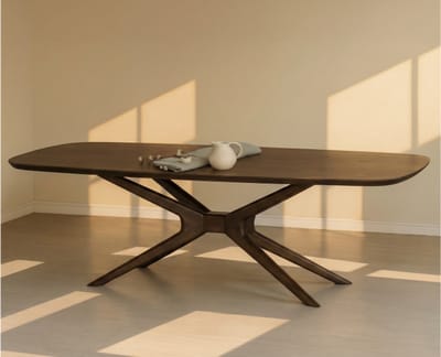 Eettafel Jax Deens ovaal mangohout 240x110 cm - Walnoot bruin - Japandi