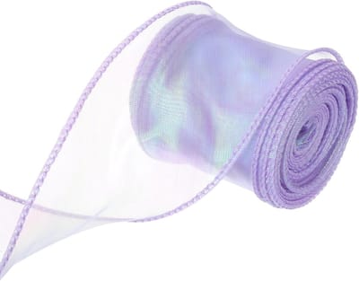 6 cm organza lint bedraad transparant glanzend breed chiffon linten pastelkleuren 9 m violet voor geschenkverpakkingen, boeketten, bruidstaart