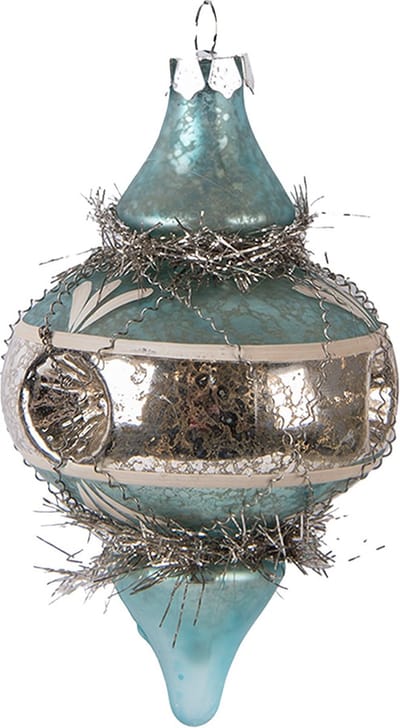 Clayre & Eef Kerstbal Overig Ø 7x13 cm Blauw Glas Kerstballen
