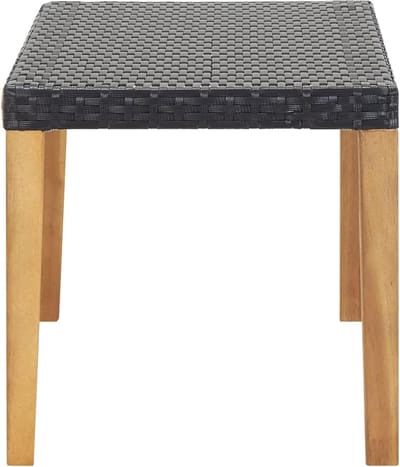 Tuinbank Polyrotan - Buitenbank Zwart - Ontspannen in Tuin - Acaciahouten Poten - 120 cm - Zwart