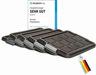 Novaliv 5x vervangingsdeksels 28-40 liter met clipsluiting 61x40 cm antraciet