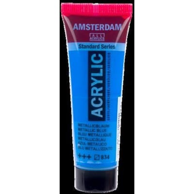 Peinture acrylique en tube - Bleu métallique - 834 - Amsterdam - 20ml bleu