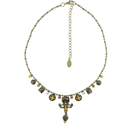 Behave Ketting vintage design met hangertjes en bruine steentjes