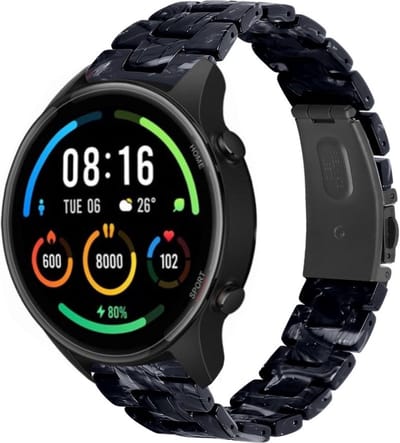 Resin bandje geschikt voor Xiaomi Mi Watch / Xiaomi Watch S1 / Watch S1 Pro / Watch 2 Pro - Active - zwart mix